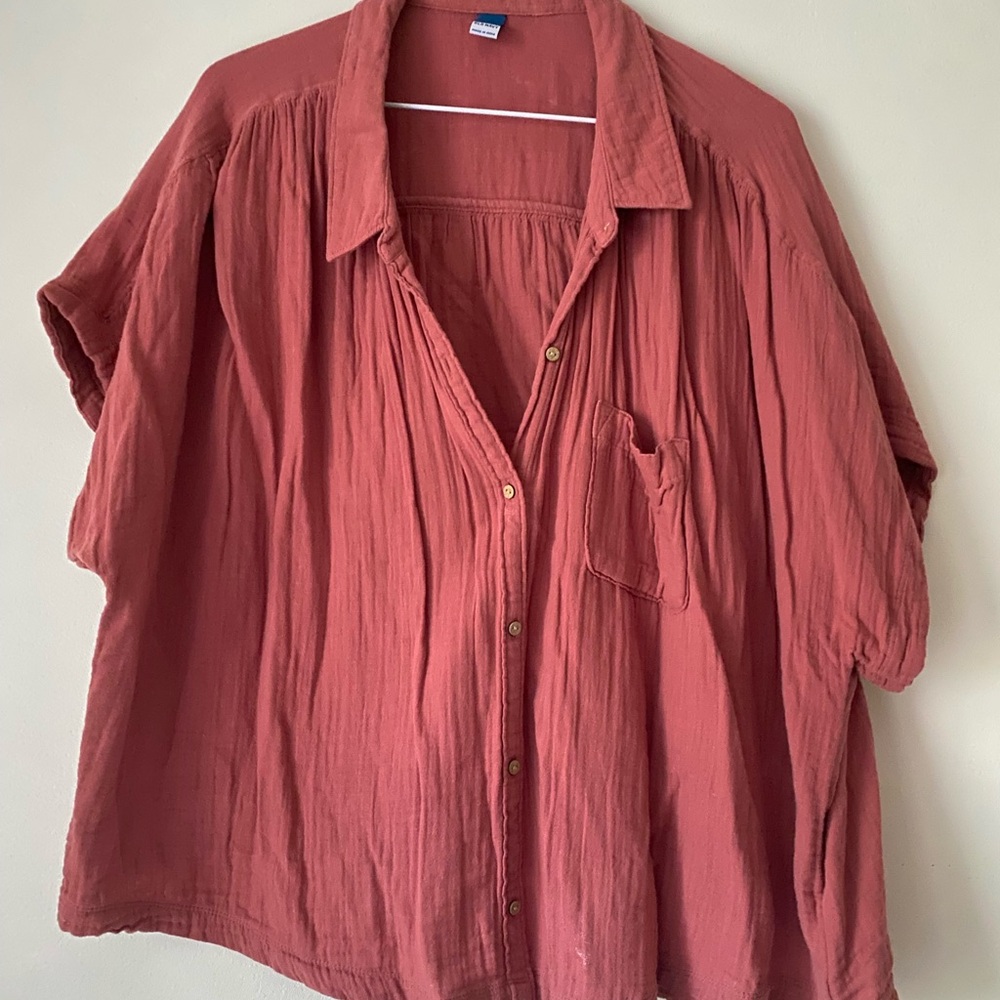 Old Navy Women's Terracotta Button-Down Shirt